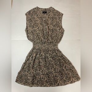 Rails Angelina Tan Abstract Textured Dress Smocked Waist Mini Size Medium